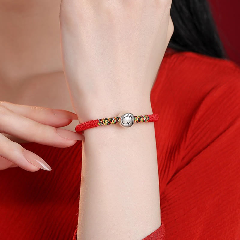 Buddha Stones 999 Sterling Silver Chinese Zodiac Horse Charm Red String Strength Braided Bracelet