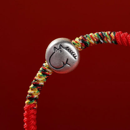 Buddha Stones 999 Sterling Silver Chinese Zodiac Horse Charm Red String Strength Braided Bracelet