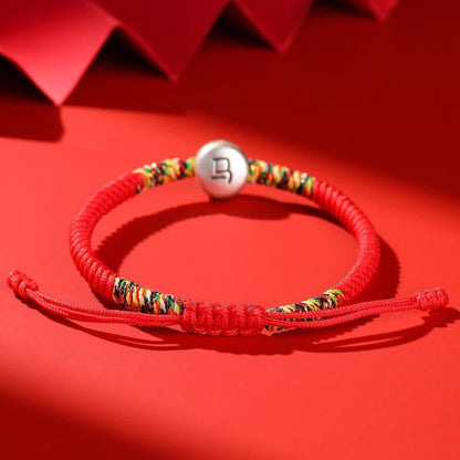 Buddha Stones 999 Sterling Silver Chinese Zodiac Horse Charm Red String Strength Braided Bracelet