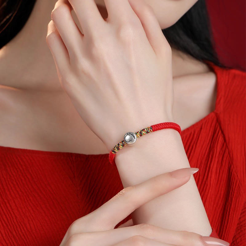 Buddha Stones 999 Sterling Silver Chinese Zodiac Horse Charm Red String Strength Braided Bracelet