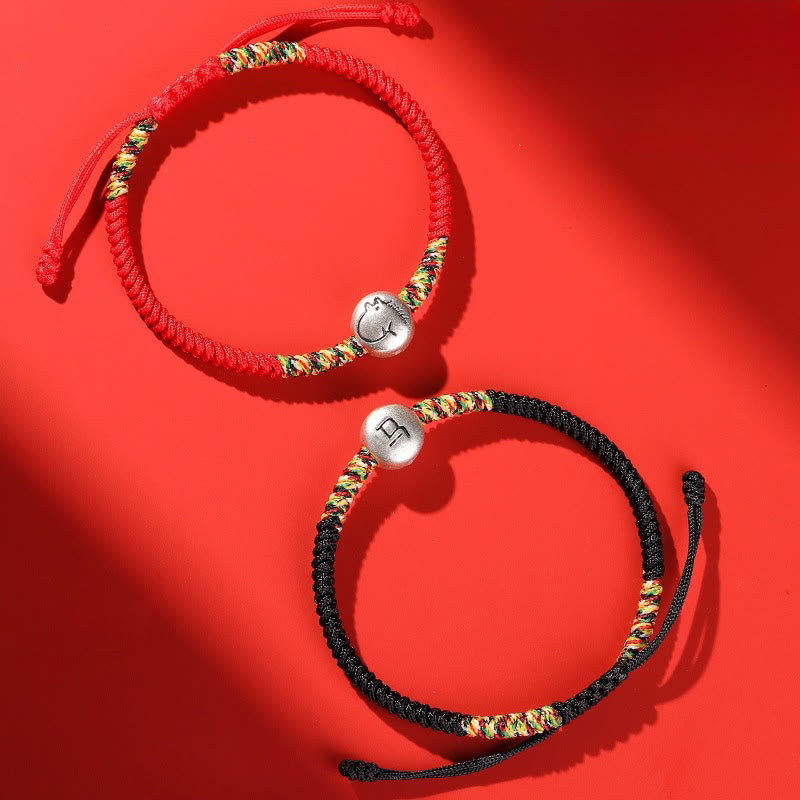 Buddha Stones 999 Sterling Silver Chinese Zodiac Horse Charm Red String Strength Braided Bracelet