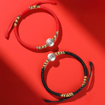 Buddha Stones 999 Sterling Silver Chinese Zodiac Horse Charm Red String Strength Braided Bracelet