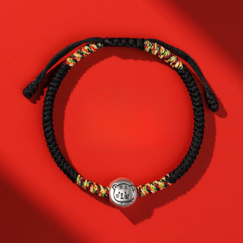 Buddha Stones 999 Sterling Silver Chinese Zodiac Horse Charm Red String Strength Braided Bracelet