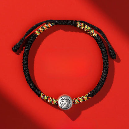 Buddha Stones 999 Sterling Silver Chinese Zodiac Horse Charm Red String Strength Braided Bracelet