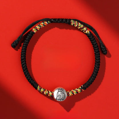 Buddha Stones 999 Sterling Silver Chinese Zodiac Horse Charm Red String Strength Braided Bracelet