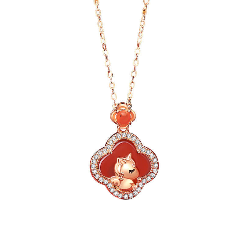Buddha Stones "Carry Happiness and Luck" Year of the Horse Agate Necklace Includes Gift Message Card