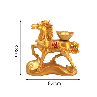 Buddha Stones Chinese Zodiac Horse Charm Copper Coins Attract Fortune Prosperity Home Decoration