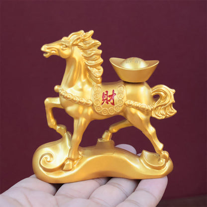 Buddha Stones Chinese Zodiac Horse Charm Copper Coins Attract Fortune Prosperity Home Decoration