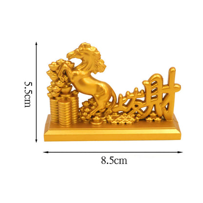 Buddha Stones Chinese Zodiac Horse Charm Copper Coins Attract Fortune Prosperity Home Decoration
