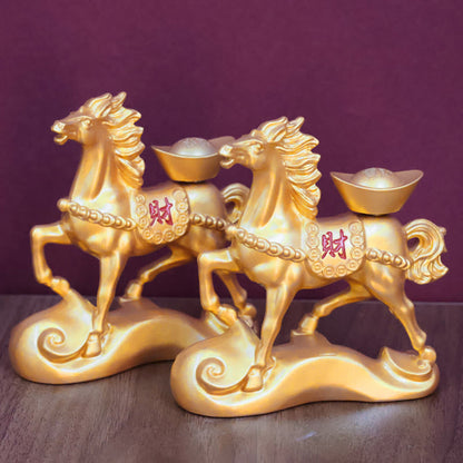 Buddha Stones Chinese Zodiac Horse Charm Copper Coins Attract Fortune Prosperity Home Decoration