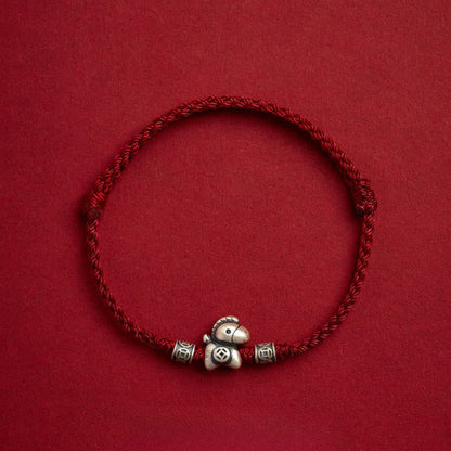Buddha Stones Year of the Horse 999 Sterling Silver String Braided Protection Bracelet