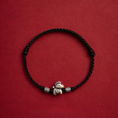 Buddha Stones Year of the Horse 999 Sterling Silver String Braided Protection Bracelet