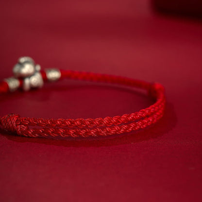 Buddha Stones Year of the Horse 999 Sterling Silver String Braided Protection Bracelet