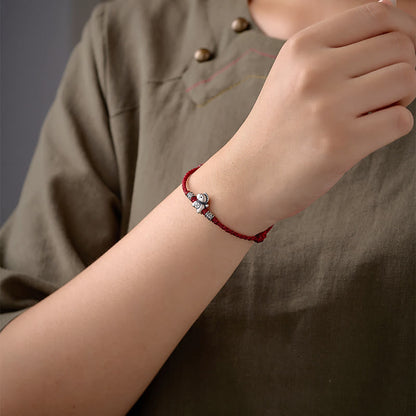 Buddha Stones Year of the Horse 999 Sterling Silver String Braided Protection Bracelet