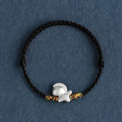 Buddha Stones Year of the Horse 999 Sterling Silver Luck String Braided Bracelet Anklet