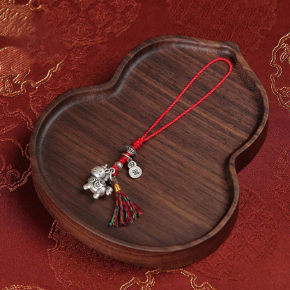 Buddha Stones Year of the Horse 999 Sterling Silver Good Luck Copper Coins Phone Hanging Decoration
