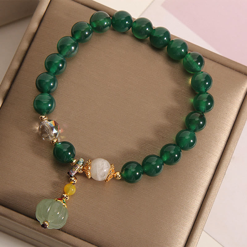 Buddha Stones Green Crystal Pumpkin Bead Relax Calm Bracelet