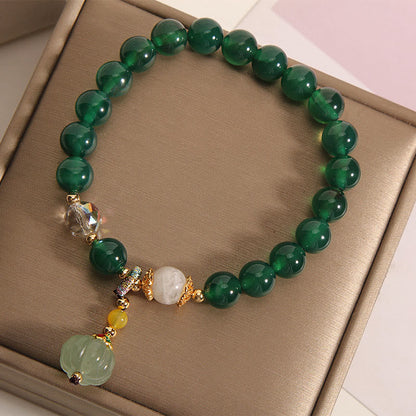Buddha Stones Green Crystal Pumpkin Bead Relax Calm Bracelet