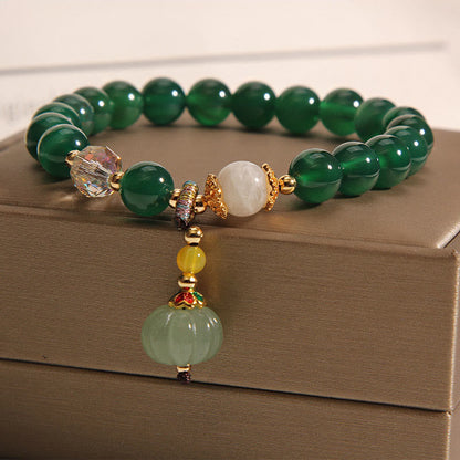 Buddha Stones Green Crystal Pumpkin Bead Relax Calm Bracelet