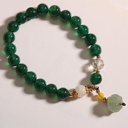 Buddha Stones Green Crystal Pumpkin Bead Relax Calm Bracelet