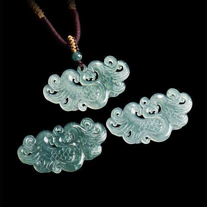 Buddha Stones Chinese Phoenix Jade Luck Necklace String Pendant