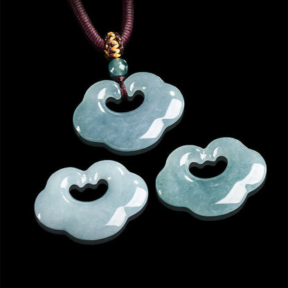 Buddha Stones Auspicious Ruyi Jade Luck Necklace String Pendant