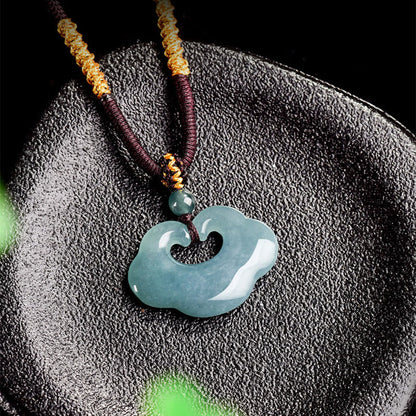 Buddha Stones Auspicious Ruyi Jade Luck Necklace String Pendant