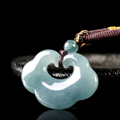 Buddha Stones Auspicious Ruyi Jade Luck Necklace String Pendant