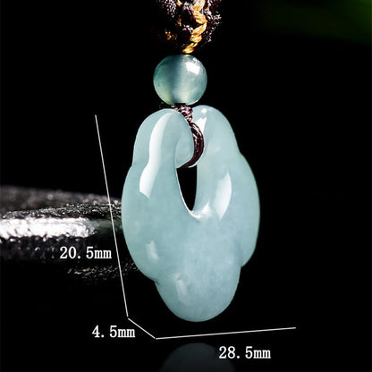Buddha Stones Auspicious Ruyi Jade Luck Necklace String Pendant