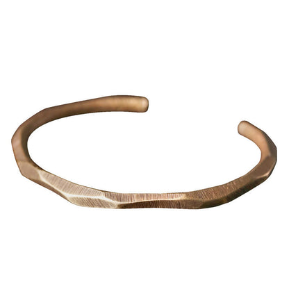 Buddha Stones Copper Brass Hand Polishing Open Self Care Bracelet Bangle