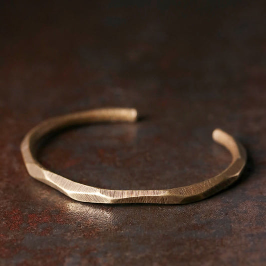 Buddha Stones Copper Brass Hand Polishing Open Self Care Bracelet Bangle