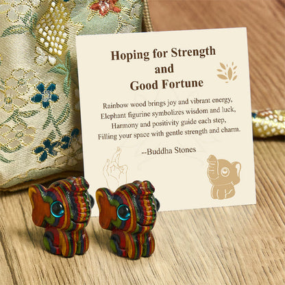Buddha Stones "Hoping for Strength and Good Fortune" 2Pcs Mini Elephant Includes Gift Message Card
