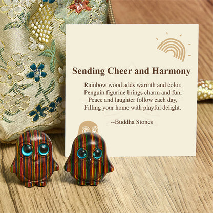 Buddha Stones "Sending Cheer and Harmony" 2Pcs Mini Penguin Decoration Includes Gift Message Card