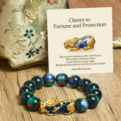 Buddha Stones "Cheers to Fortune and Protection" PiXiu Bracelet Includes Gift Message Card