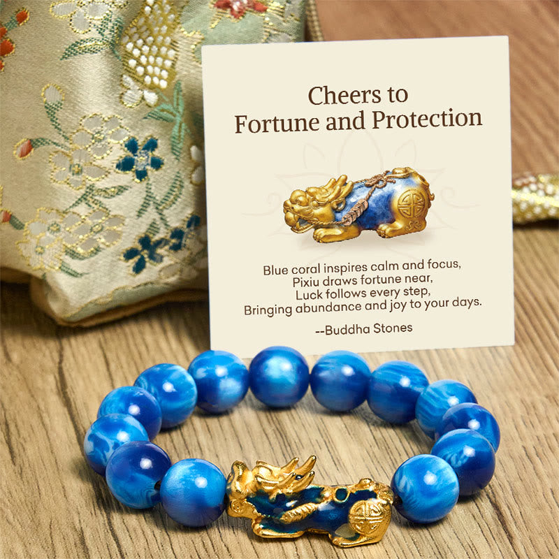 Buddha Stones "Cheers to Fortune and Protection" PiXiu Bracelet Includes Gift Message Card