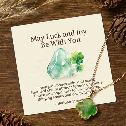 Buddha Stones "May Luck and Joy Be With You" Jade Necklace Includes Gift Message Card