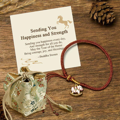 Buddha Stones "Sending You Happiness and Strength" Year of the Horse String Includes Gift Message Card