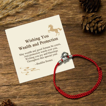 Buddha Stones "Wishing You Wealth and Protection" Year of the Horse String Includes Gift Message Card