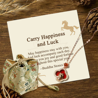 Buddha Stones "Carry Happiness and Luck" Year of the Horse Agate Necklace Includes Gift Message Card
