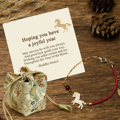 Buddha Stones "Hoping You Have a Joyful Year" Year of the Horse Bracelet Includes Gift Message Card