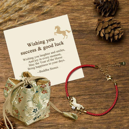 Buddha Stones "Wishing You Success & Good Luck" Year of the Horse String Includes Gift Message Card