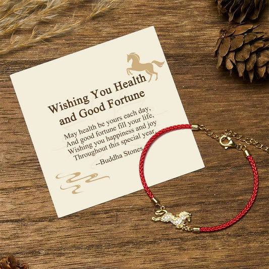 Buddha Stones "Wishing You Health and Good Fortune" Year of the Horse Includes Gift Message Card