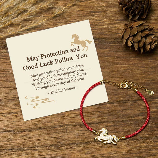 Buddha Stones "May Protection and Good Luck Follow You" Year of the Horse Includes Gift Message Card