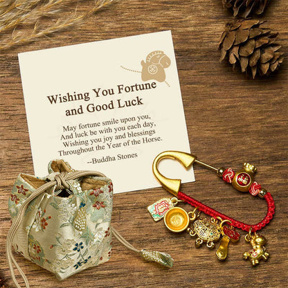Buddha Stones "Wishing You Fortune and Good Luck" Year of the Horse Brooch Includes Gift Message Card