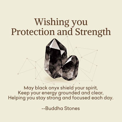 Buddha Stones "Wishing You Protection and Strength" Black Onyx Bracelet Includes Gift Message Card