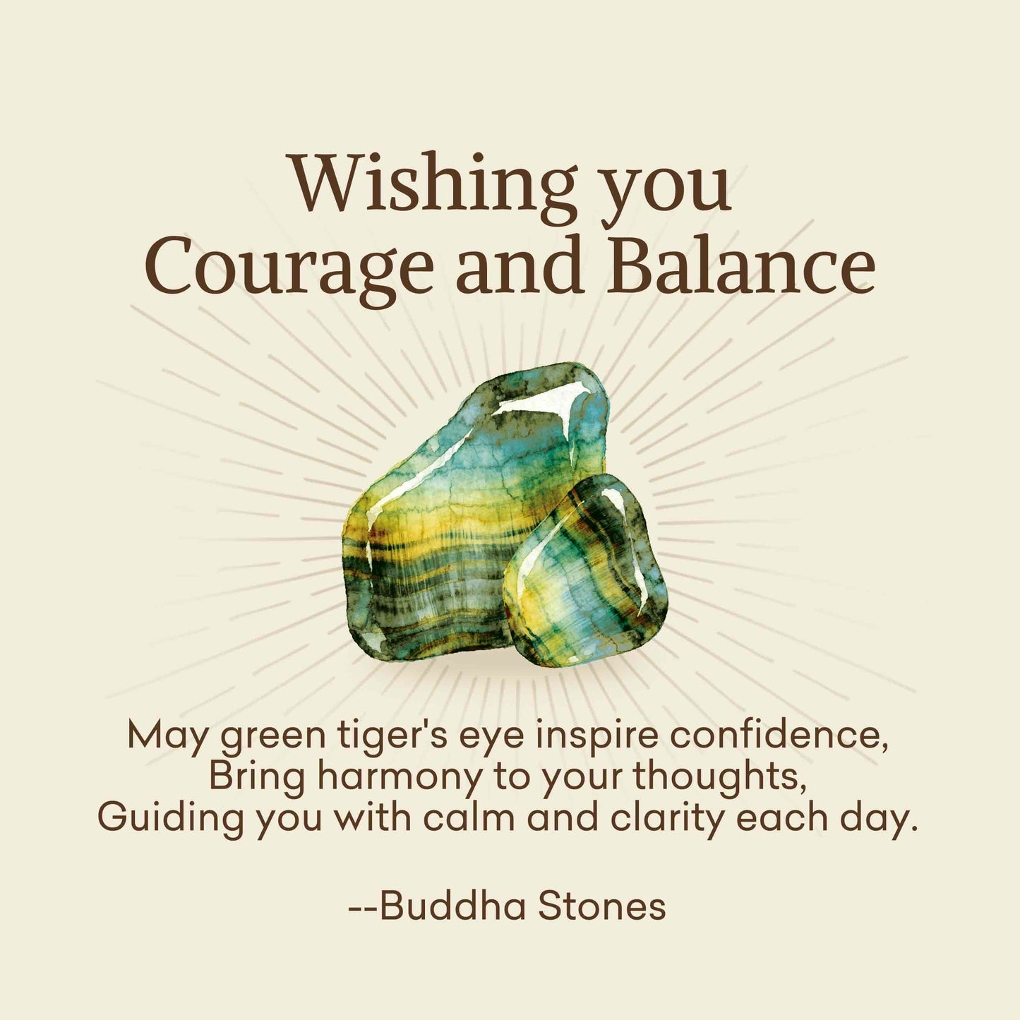 Buddha Stones "Wishing You Courage and Balance" Green Tiger Eye Bracelet Includes Gift Message Card