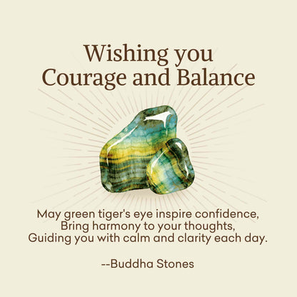 Buddha Stones "Wishing You Courage and Balance" Green Tiger Eye Bracelet Includes Gift Message Card