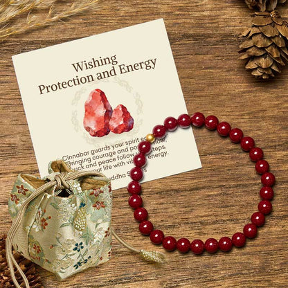 Buddha Stones "Wishing Protection and Energy" Cinnabar Bracelet Includes Gift Message Card