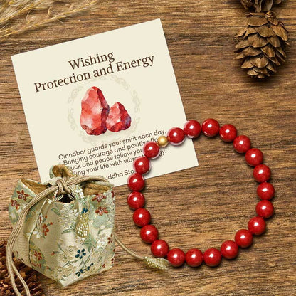 Buddha Stones "Wishing Protection and Energy" Cinnabar Bracelet Includes Gift Message Card