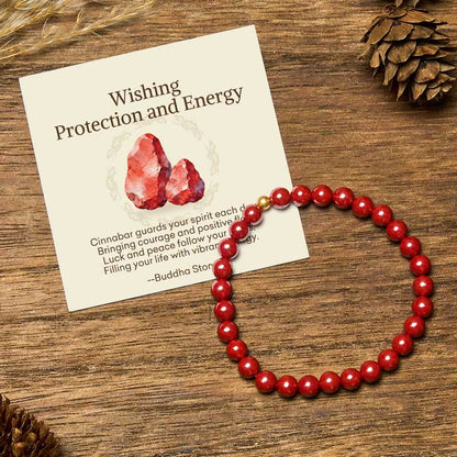 Buddha Stones "Wishing Protection and Energy" Cinnabar Bracelet Includes Gift Message Card